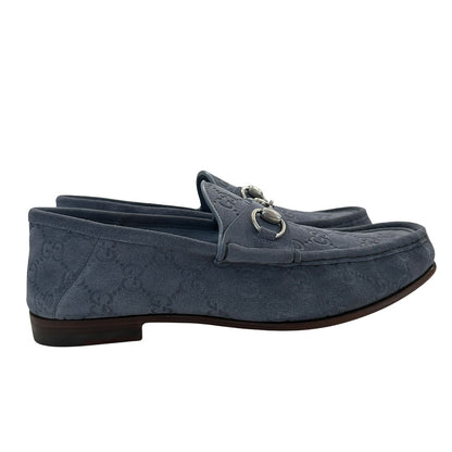 GUCCI グッチ シマ ローファー ローファー ホースビット ブルー レザー メンズ 【中古】