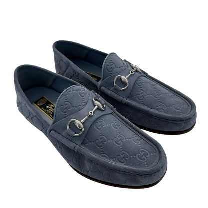 GUCCI グッチ シマ ローファー ローファー ホースビット ブルー レザー メンズ 【中古】