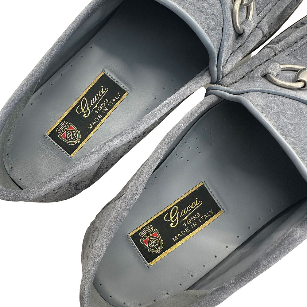 GUCCI グッチ シマ ローファー ローファー ホースビット ブルー レザー メンズ 【中古】