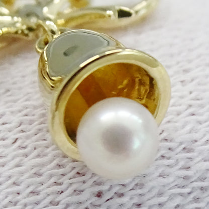 MIKIMOTO ミキモト ネックレス リボン ベル K18YG パール ゴールド レディース 磨き済み 【中古】