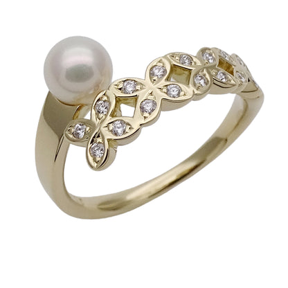 MIKIMOTO ミキモト リング 指輪 K18YG ダイヤモンド ゴールド レディース 約10号 磨き済み【中古】