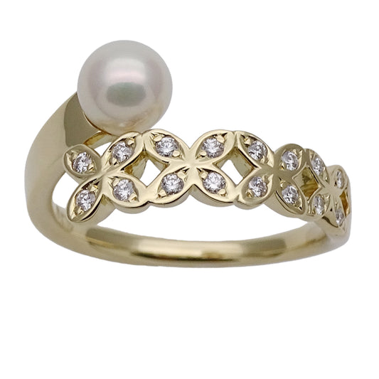 MIKIMOTO ミキモト リング 指輪 K18YG ダイヤモンド ゴールド レディース 約10号 磨き済み【中古】