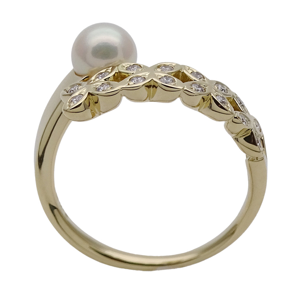 MIKIMOTO ミキモト リング 指輪 K18YG ダイヤモンド ゴールド レディース 約10号 磨き済み【中古】