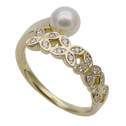 MIKIMOTO ミキモト リング 指輪 K18YG ダイヤモンド ゴールド レディース 約10号 磨き済み【中古】