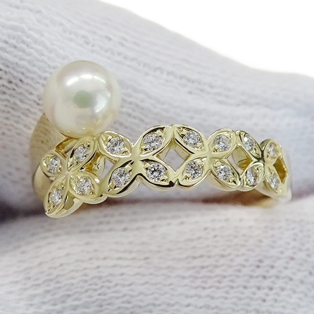 MIKIMOTO ミキモト リング 指輪 K18YG ダイヤモンド ゴールド レディース 約10号 磨き済み【中古】