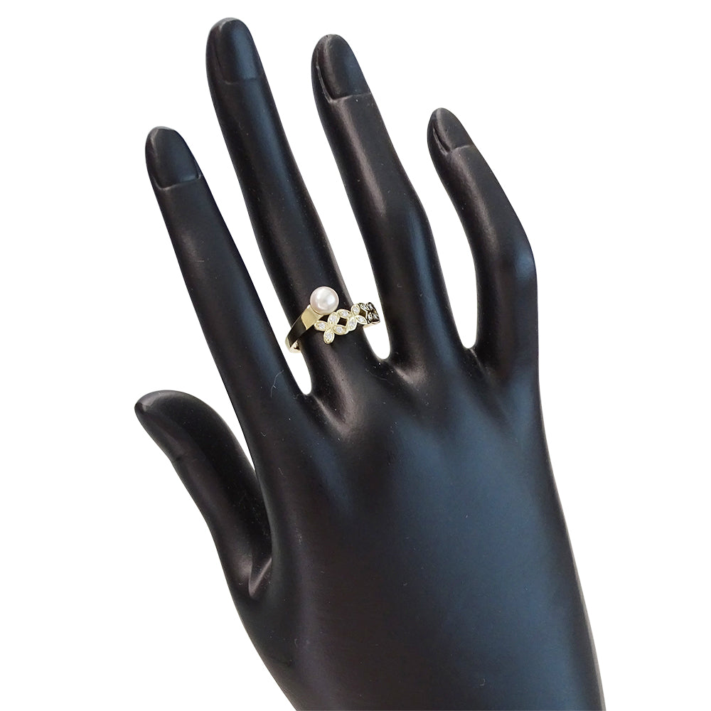 MIKIMOTO ミキモト リング 指輪 K18YG ダイヤモンド ゴールド レディース 約10号 磨き済み【中古】