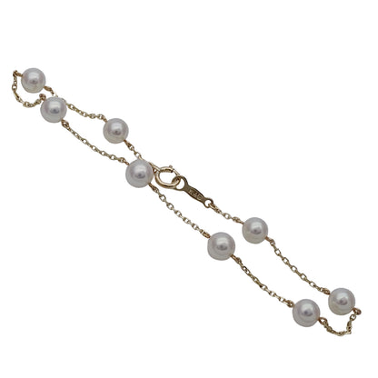 MIKIMOTO ミキモト ブレスレット K14YG パール イエローゴールド レディース 磨き済み【中古】