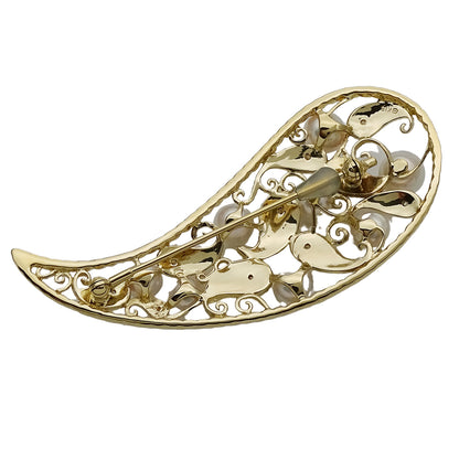 MIKIMOTO ミキモト ピンブローチ K18YG パール ダイヤモンド ゴールド レディース 【中古】