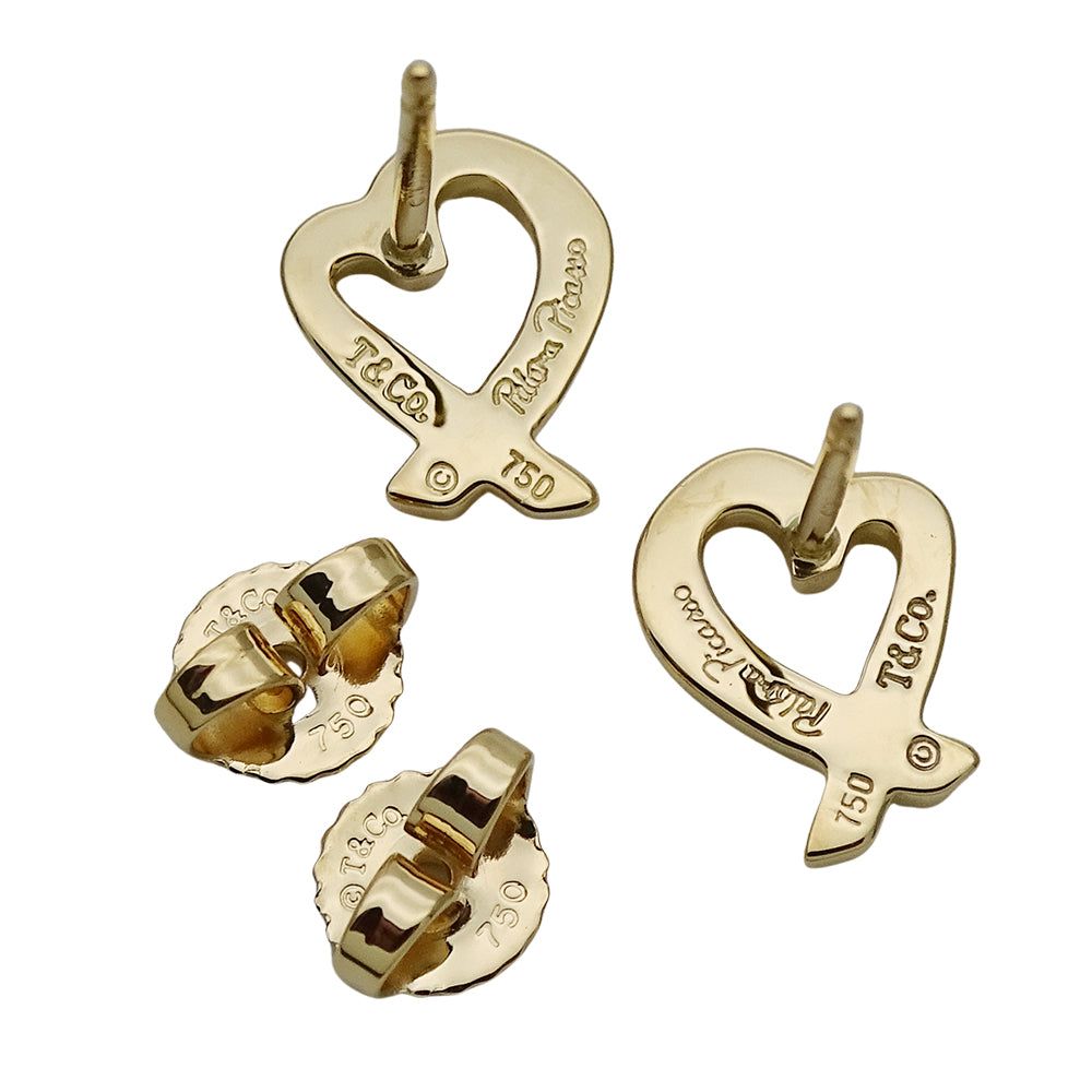 TIFFANY&Co. ティファニー パロマピカソ ラビングハート ピアス 750YG ゴールド レディース 磨き済み【中古】