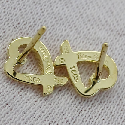 TIFFANY&Co. ティファニー パロマピカソ ラビングハート ピアス 750YG ゴールド レディース 磨き済み【中古】