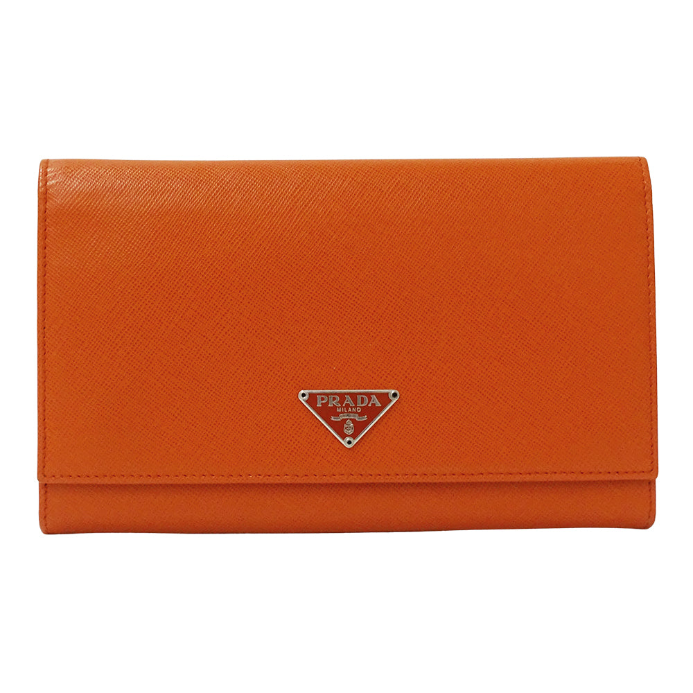 PRADA プラダ 長財布 オレンジ レディース 【中古】