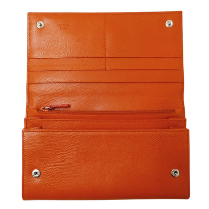 PRADA プラダ 長財布 オレンジ レディース 【中古】