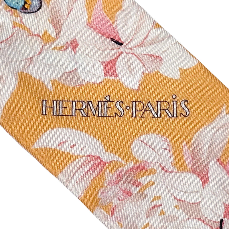 HERMES エルメス ツイリー EQUATEUR 赤道直下 スカーフ アプリコット クレーム シルク レディース 【中古】