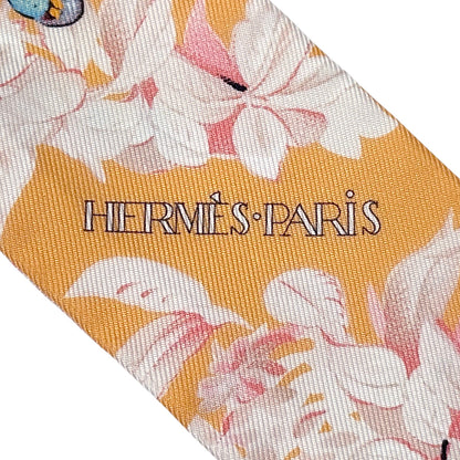 HERMES エルメス ツイリー EQUATEUR 赤道直下 スカーフ アプリコット クレーム シルク レディース 【中古】