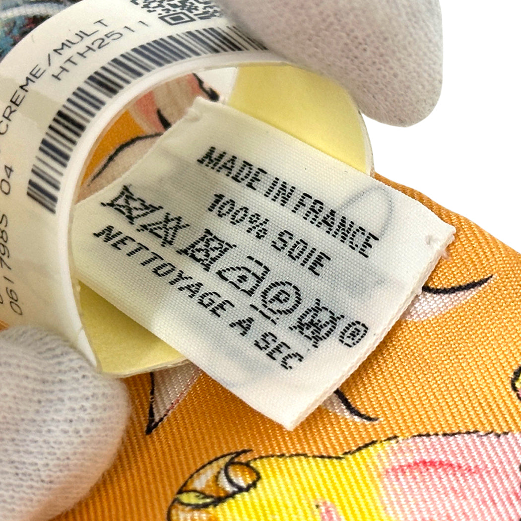 HERMES エルメス ツイリー EQUATEUR 赤道直下 スカーフ アプリコット クレーム シルク レディース 【中古】
