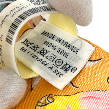 HERMES エルメス ツイリー EQUATEUR 赤道直下 スカーフ アプリコット クレーム シルク レディース 【中古】