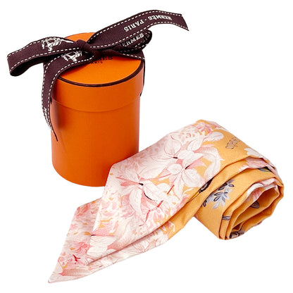 HERMES エルメス ツイリー EQUATEUR 赤道直下 スカーフ アプリコット クレーム シルク レディース 【中古】