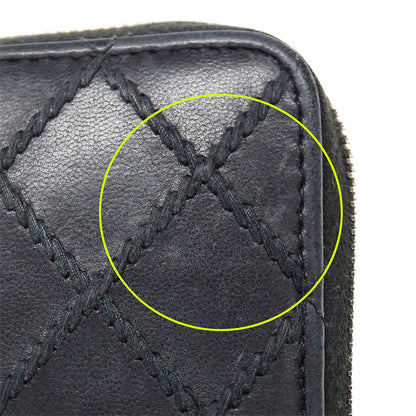 CHANEL シャネル 長財布 ワイルドステッチ ブラック シルバー金具 レザー レディース 【中古】