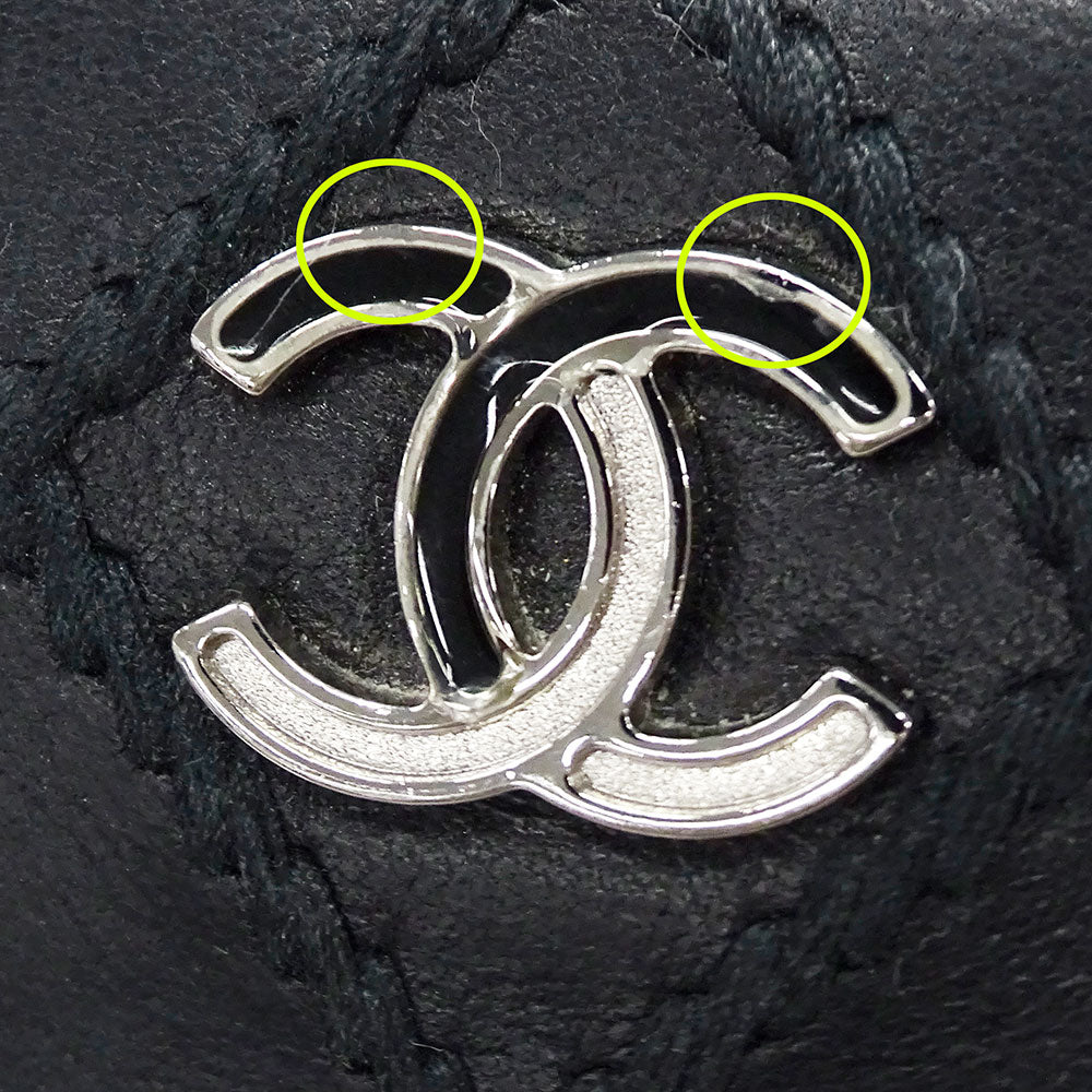 CHANEL シャネル 長財布 ワイルドステッチ ブラック シルバー金具 レザー レディース 【中古】