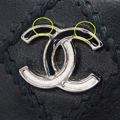 CHANEL シャネル 長財布 ワイルドステッチ ブラック シルバー金具 レザー レディース 【中古】
