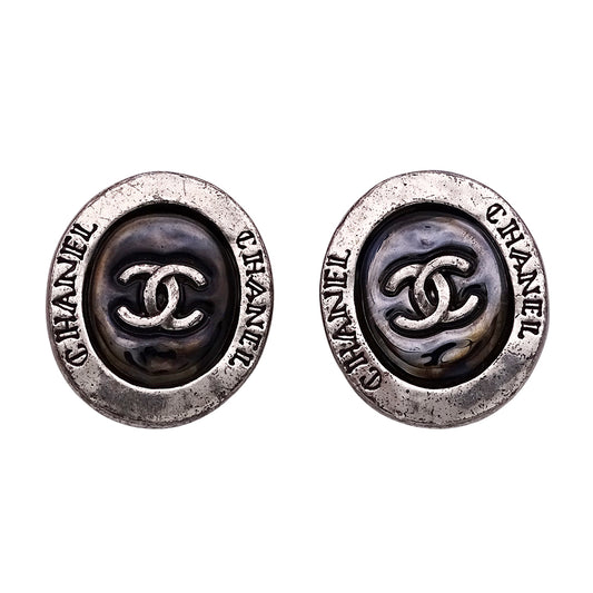 CHANEL シャネル イヤリング ブラック シルバー レディース 【中古】