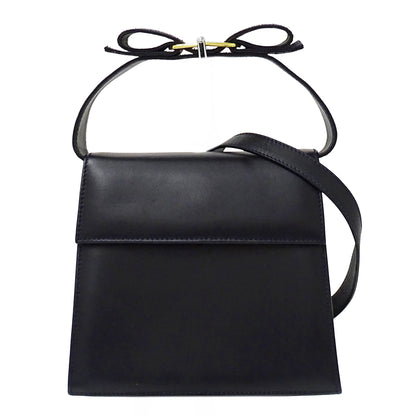 Ferragamo フェラガモ 2wayバッグ ヴァラリボン ネイビー レザー レディース 【中古】