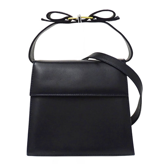 Ferragamo フェラガモ 2wayバッグ ヴァラリボン ネイビー レザー レディース 【中古】