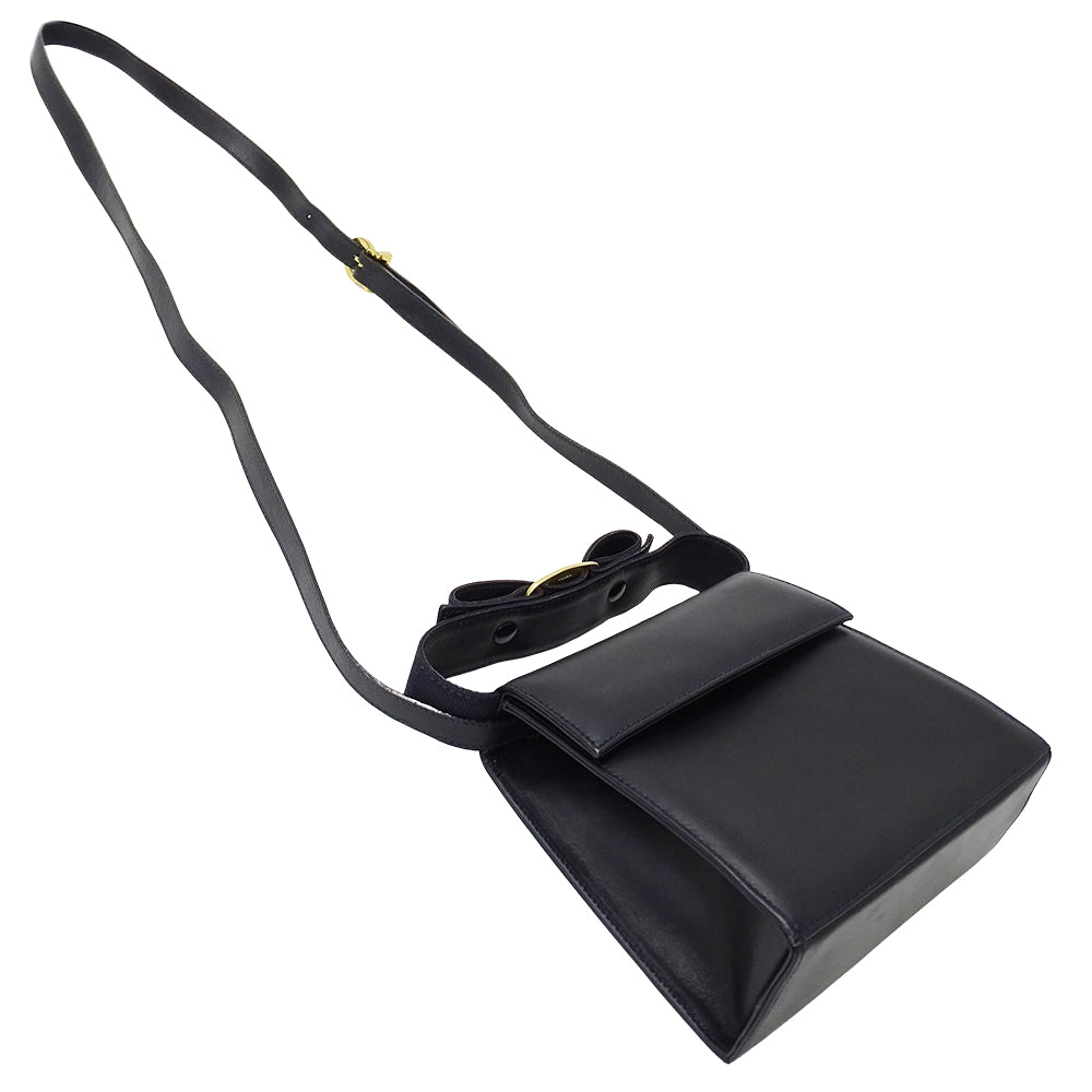 Ferragamo フェラガモ 2wayバッグ ヴァラリボン ネイビー レザー レディース 【中古】