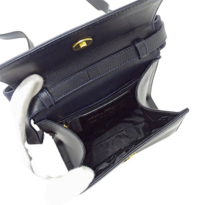 Ferragamo フェラガモ 2wayバッグ ヴァラリボン ネイビー レザー レディース 【中古】
