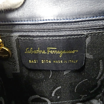 Ferragamo フェラガモ 2wayバッグ ヴァラリボン ネイビー レザー レディース 【中古】