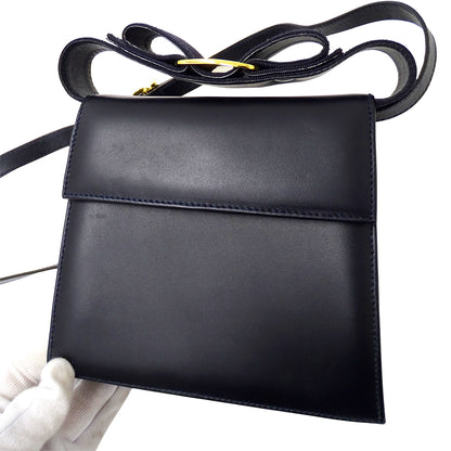 Ferragamo フェラガモ 2wayバッグ ヴァラリボン ネイビー レザー レディース 【中古】