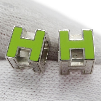 HERMES エルメス カージュドアッシュ Hキューブ ピアス グリーン シルバー レディース 【中古】