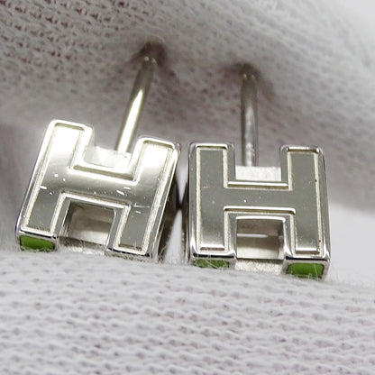 HERMES エルメス カージュドアッシュ Hキューブ ピアス グリーン シルバー レディース 【中古】