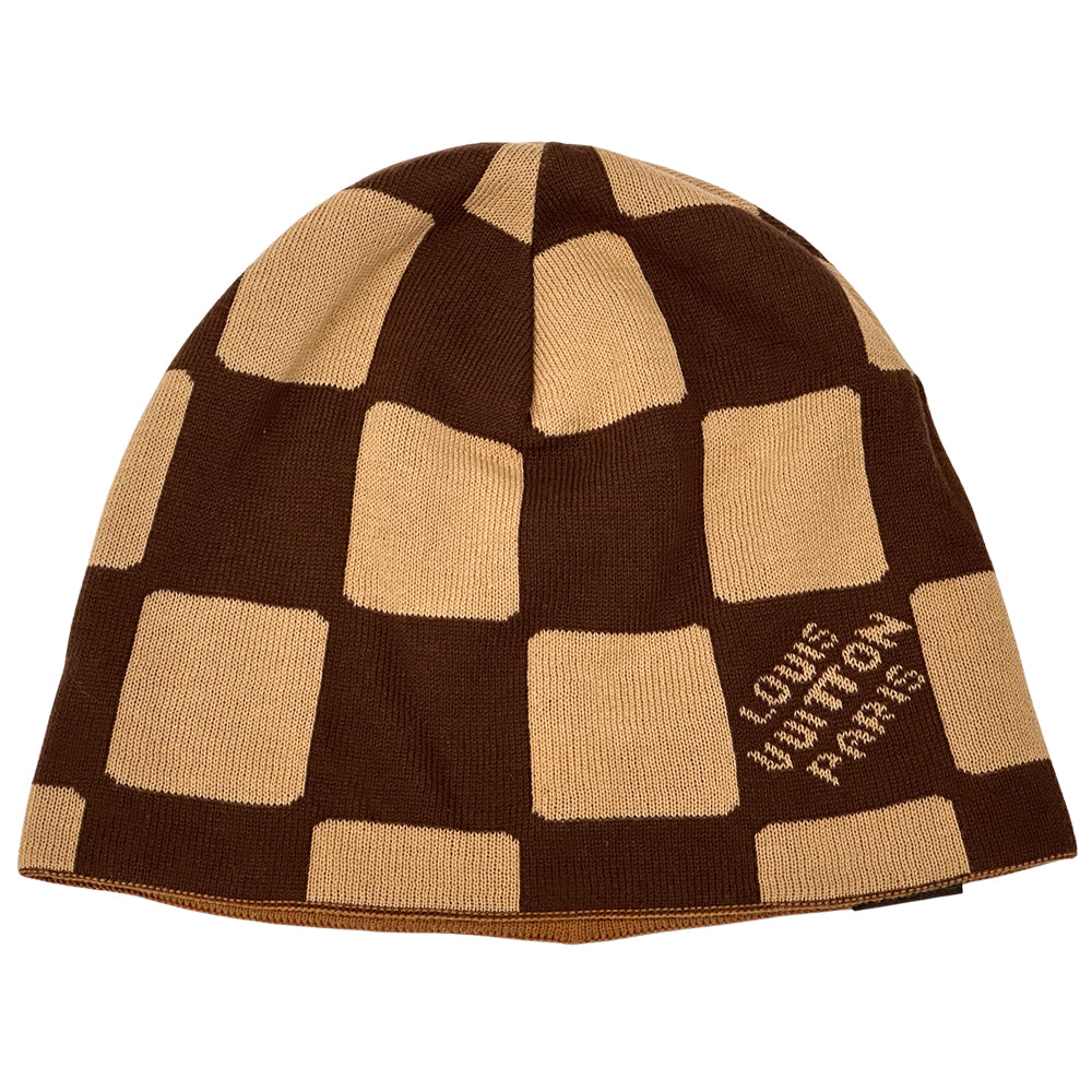 LOUIS VUITTON ルイ・ヴィトン ビーニー・LVフィットフレンドシップ ニットキャップ ダミエ ブラウン M5227A コットン レディース メンズ 【中古】