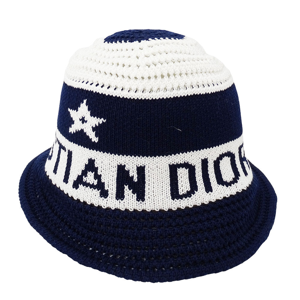 Dior ディオール D-Tulipe クロシュハット ハット ネイビー ホワイト 31CDE985I131 Mサイズ コットン レディース 【中古】