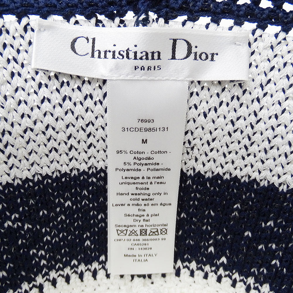 Dior ディオール D-Tulipe クロシュハット ハット ネイビー ホワイト 31CDE985I131 Mサイズ コットン レディース 【中古】