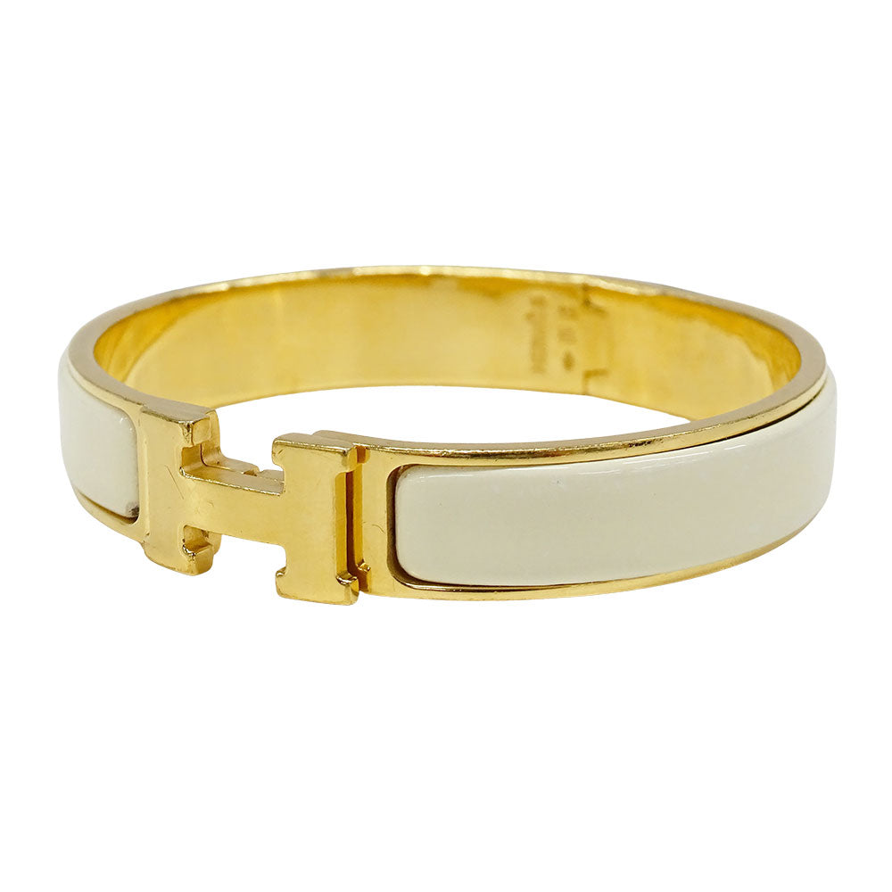 HERMES エルメス クリックH バングル エナメル イエローゴールド アイボリー レディース 【中古】