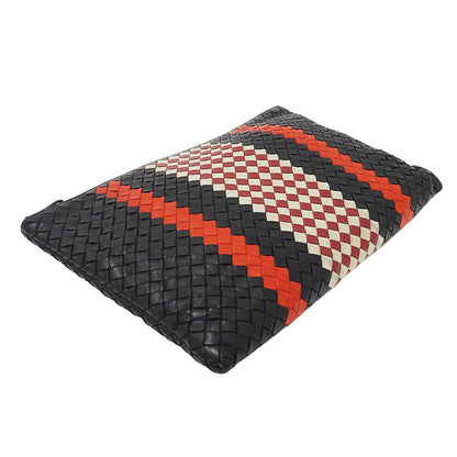 BOTTEGAVENETA ボッテガ・ヴェネタ クラッチ・セカンドバッグ イントレチャート ブラック レッド レザー レディース メンズ 【中古】