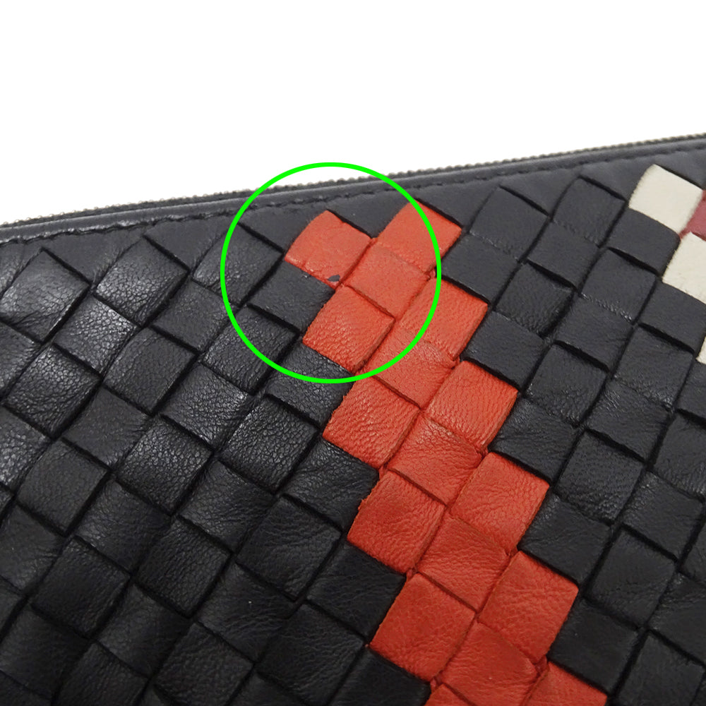 BOTTEGAVENETA ボッテガ・ヴェネタ クラッチ・セカンドバッグ イントレチャート ブラック レッド レザー レディース メンズ 【中古】