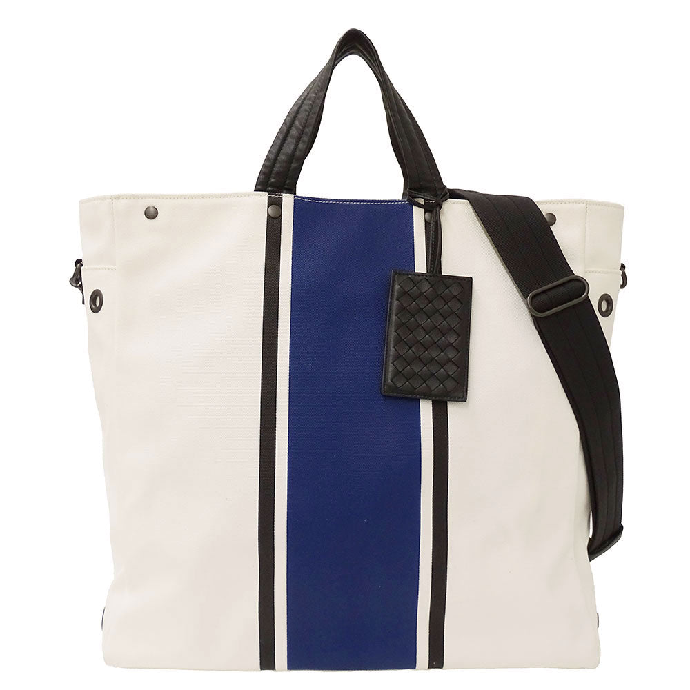 BOTTEGAVENETA ボッテガ・ヴェネタ 2wayバッグ アイボリー ブルー キャンバス レディース メンズ 【中古】
