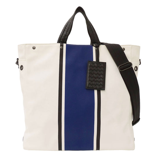 BOTTEGAVENETA ボッテガ・ヴェネタ 2wayバッグ アイボリー ブルー キャンバス レディース メンズ 【中古】