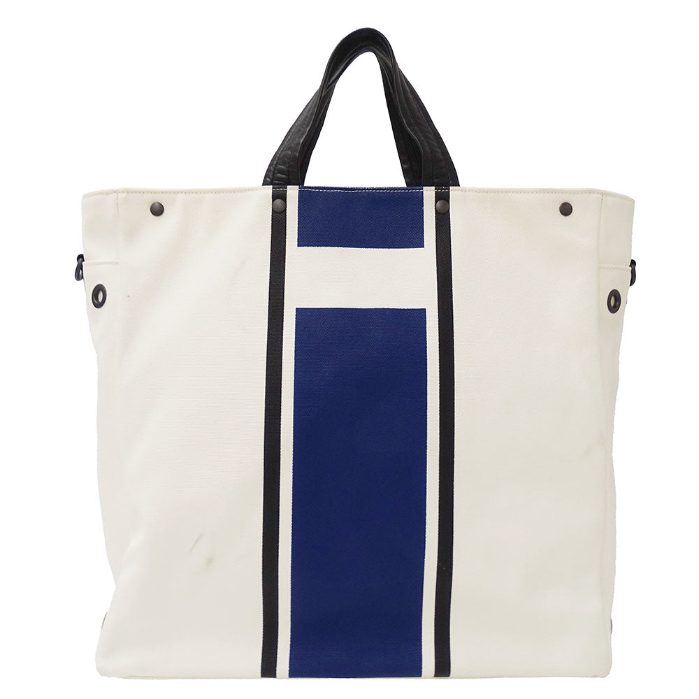 BOTTEGAVENETA ボッテガ・ヴェネタ 2wayバッグ アイボリー ブルー キャンバス レディース メンズ 【中古】