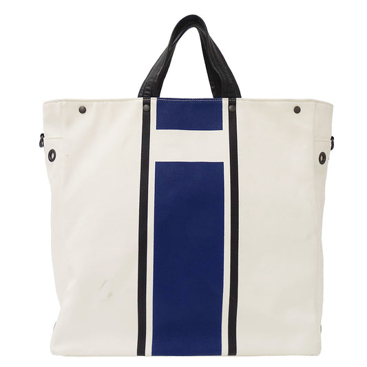 BOTTEGAVENETA ボッテガ・ヴェネタ 2wayバッグ アイボリー ブルー キャンバス レディース メンズ 【中古】