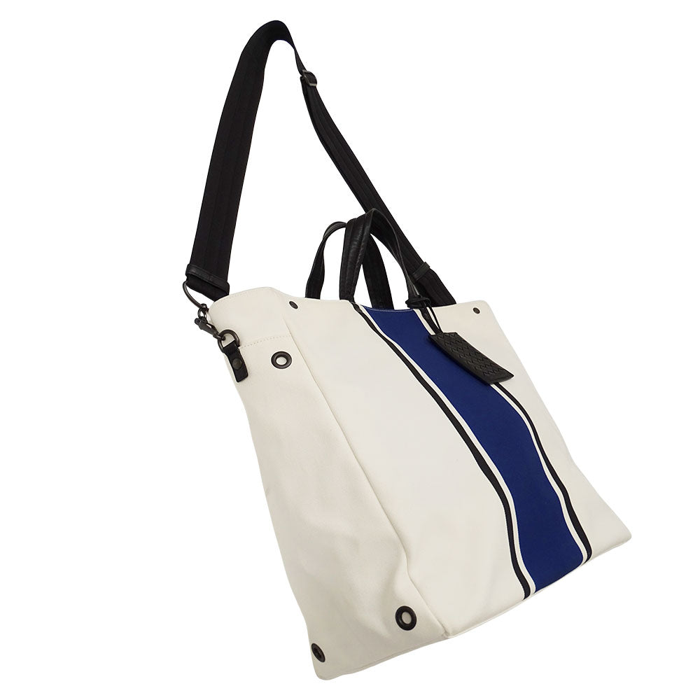 BOTTEGAVENETA ボッテガ・ヴェネタ 2wayバッグ アイボリー ブルー キャンバス レディース メンズ 【中古】