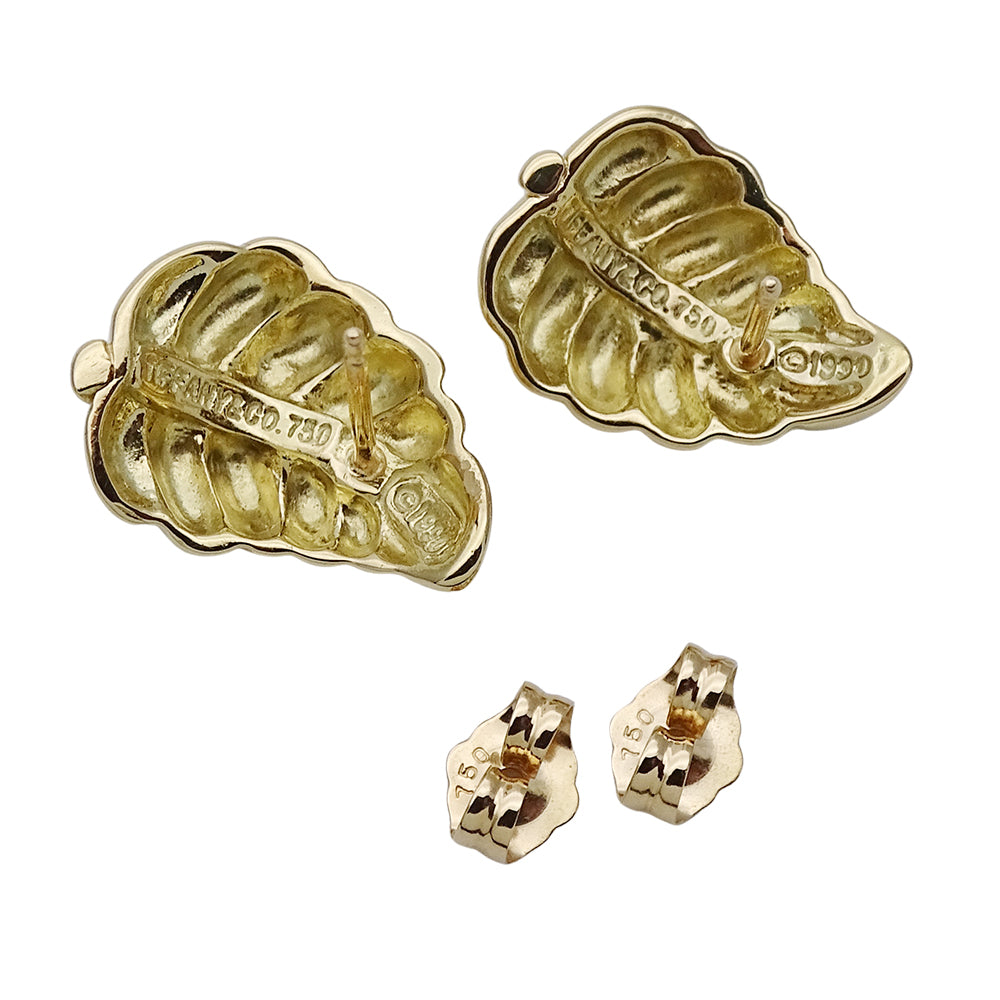 TIFFANY&Co. ティファニー リーフ ピアス 750YG イエローゴールド 両耳用 レディース 【中古】