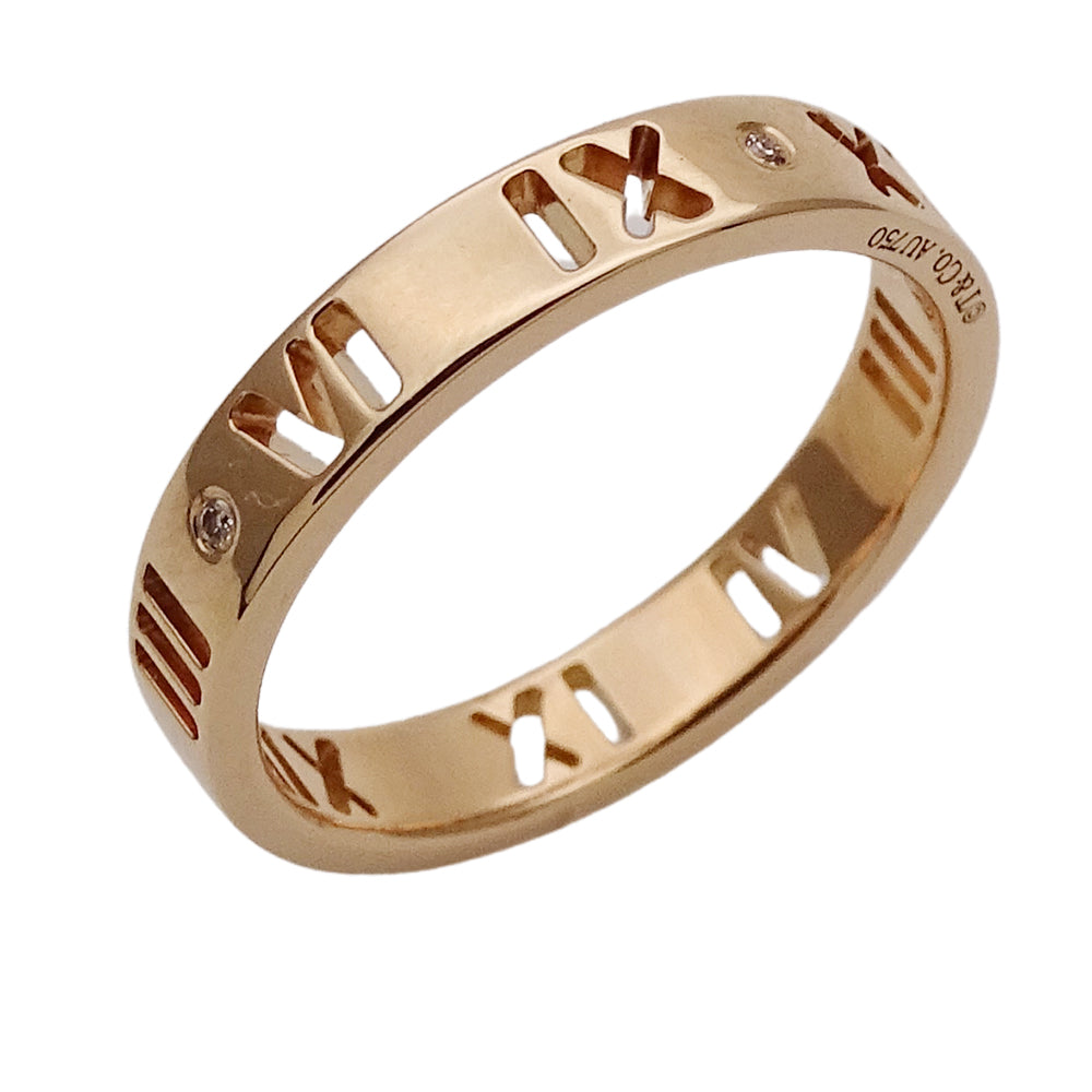 TIFFANY&Co. ティファニー アトラス ピアスド リング 指輪 750PG 4P ダイヤモンド 約11号 ピンクゴールド レディース 【中古】
