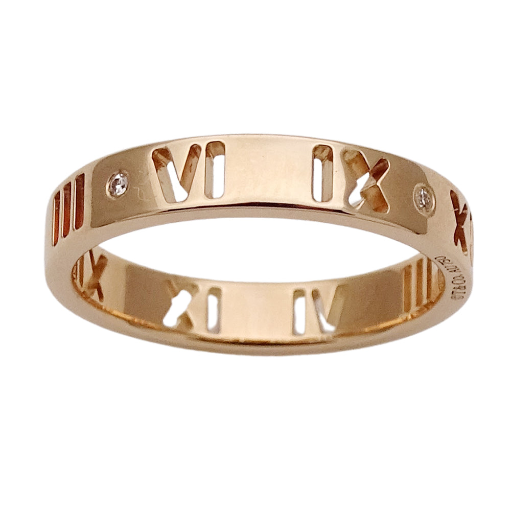 TIFFANY&Co. ティファニー アトラス ピアスド リング 指輪 750PG 4P ダイヤモンド 約11号 ピンクゴールド レディース 【中古】