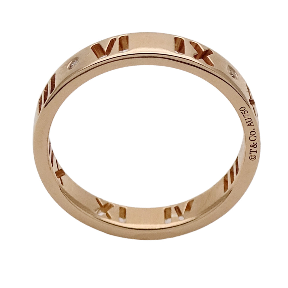 TIFFANY&Co. ティファニー アトラス ピアスド リング 指輪 750PG 4P ダイヤモンド 約11号 ピンクゴールド レディース 【中古】