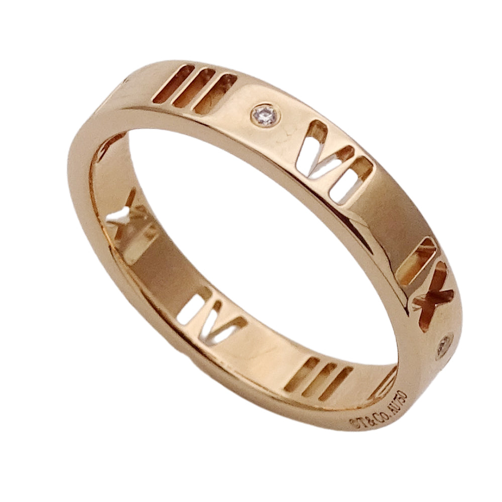 TIFFANY&Co. ティファニー アトラス ピアスド リング 指輪 750PG 4P ダイヤモンド 約11号 ピンクゴールド レディース 【中古】