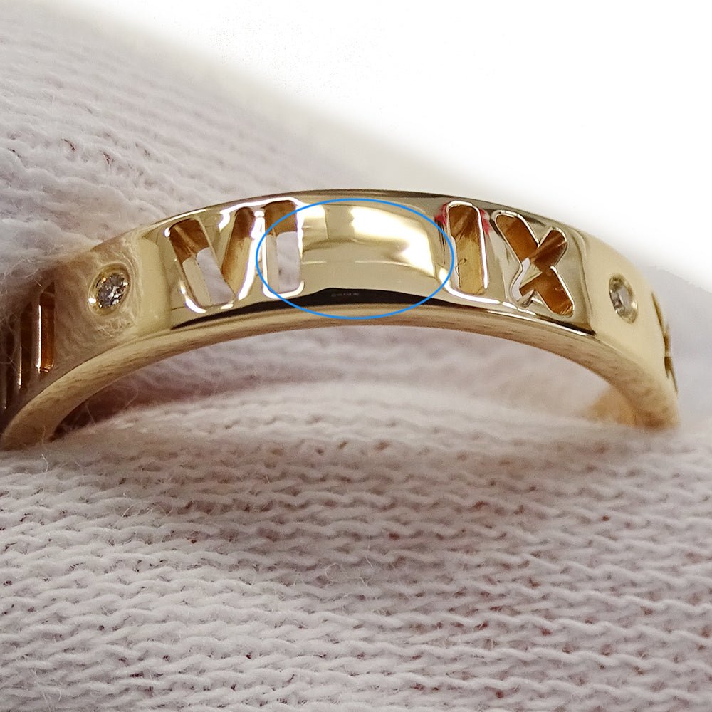 TIFFANY&Co. ティファニー アトラス ピアスド リング 指輪 750PG 4P ダイヤモンド 約11号 ピンクゴールド レディース 【中古】